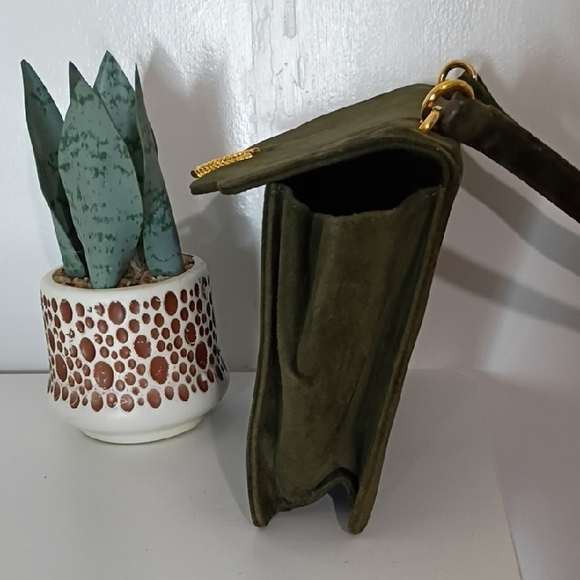 Vintage Gucci Olive Green Suede Shoulder Bag Purse Rare - Picture 7 of 9